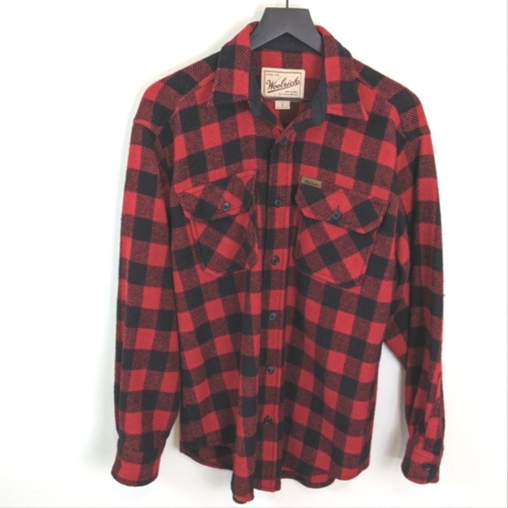 Vintage Woolrich Wool Blend Red Black Buffalo Plaid Shirt Jacket Shacket